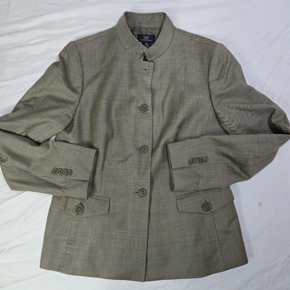 346 BROOKS BROTHERS Women's Size 8 Tan Jacket, 💯 Wool Shell Rn93986 - Picture 4 of 13
